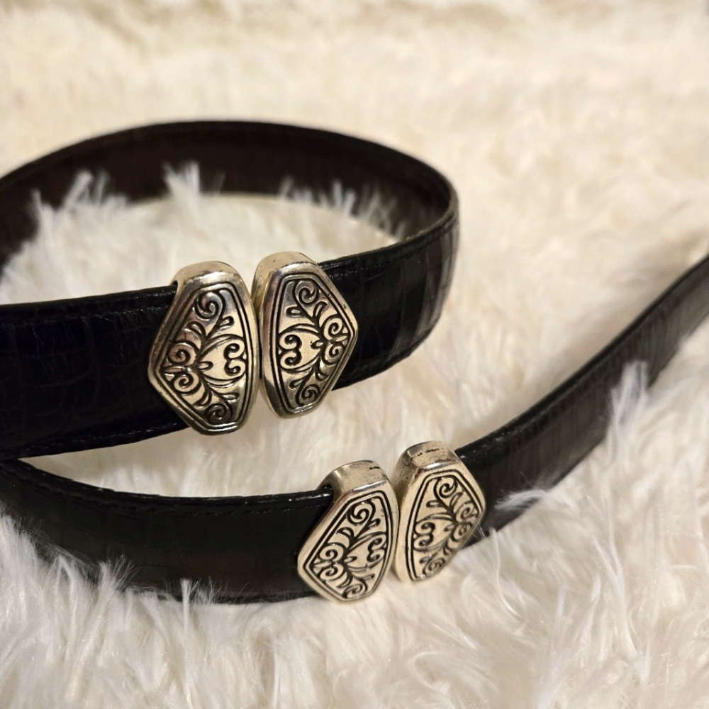 Brighton faux croc reversible black brown belt size medium